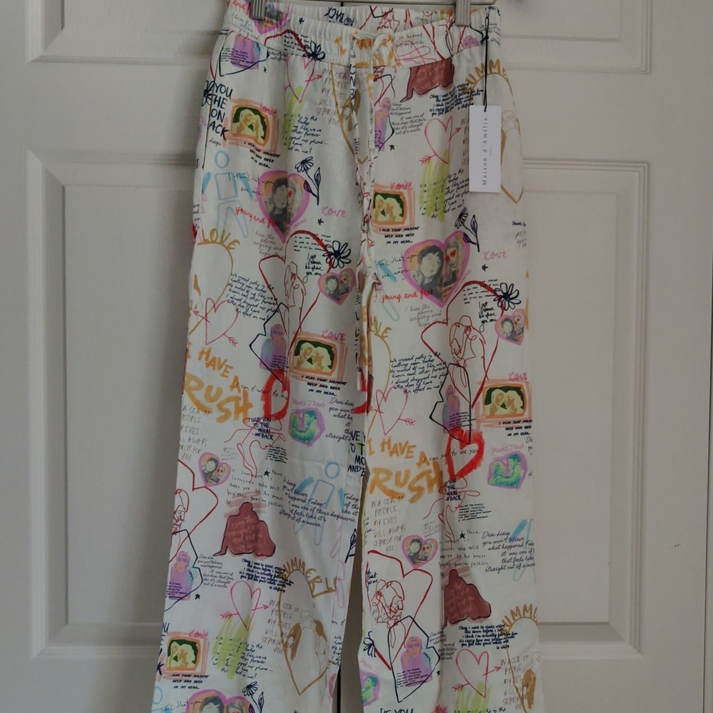 Colorful Graphic Print Pajama Pants